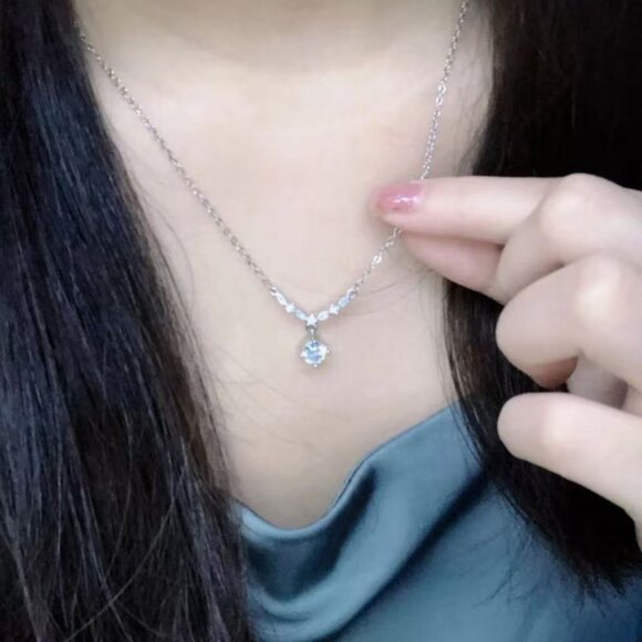 Promise Me Sterling Silver & Diamond Promise Necklace - Symbol of Vows - Picture 5 of 7